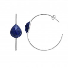 Lapis Pear Hoop gemstone earring 
